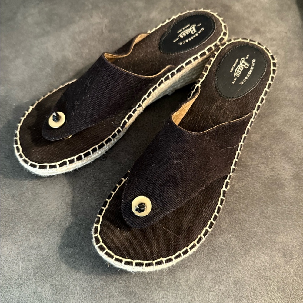 Black Espadrille Slip-On Sandals